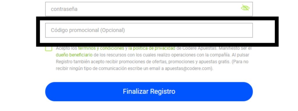 codigo promocional codere