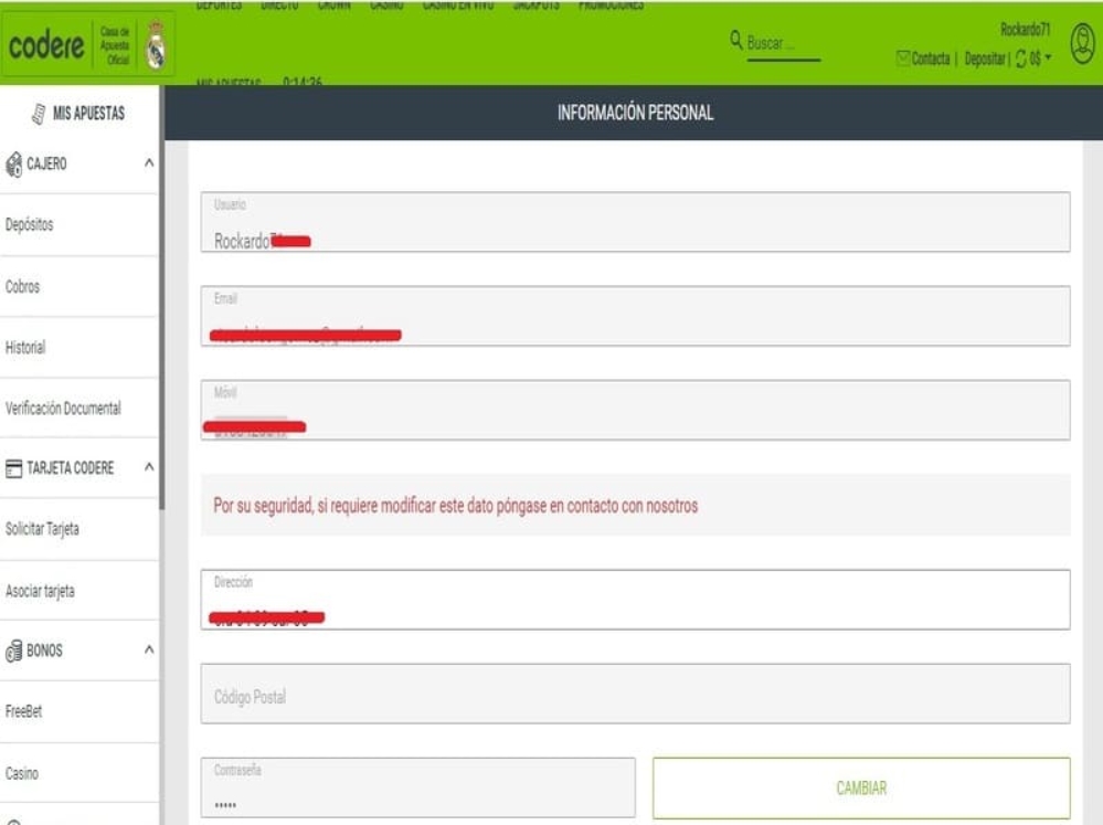 Proceso de registro en codere