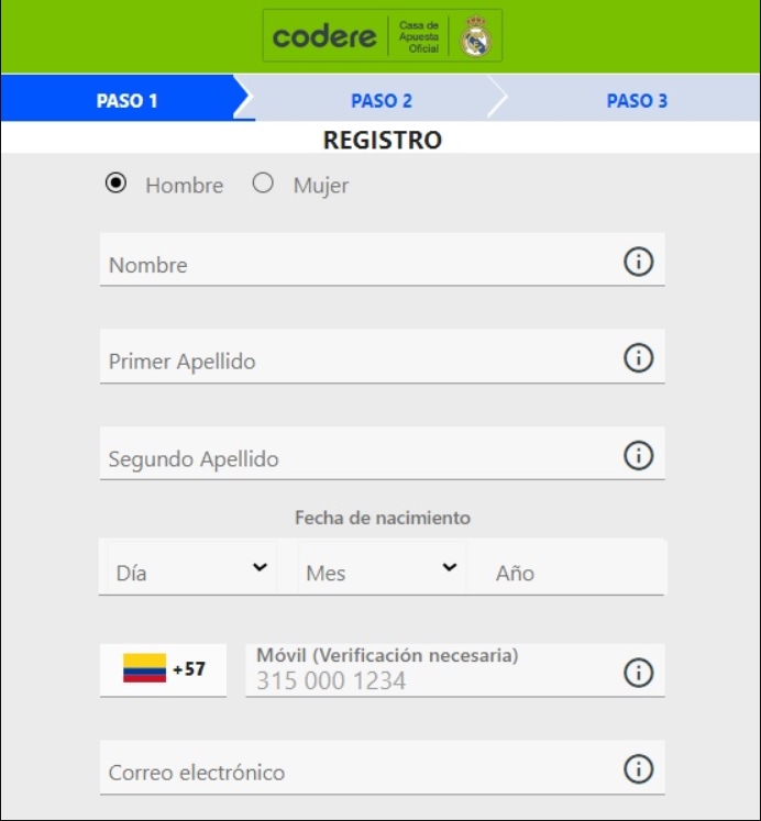 Codere registro Colombia.